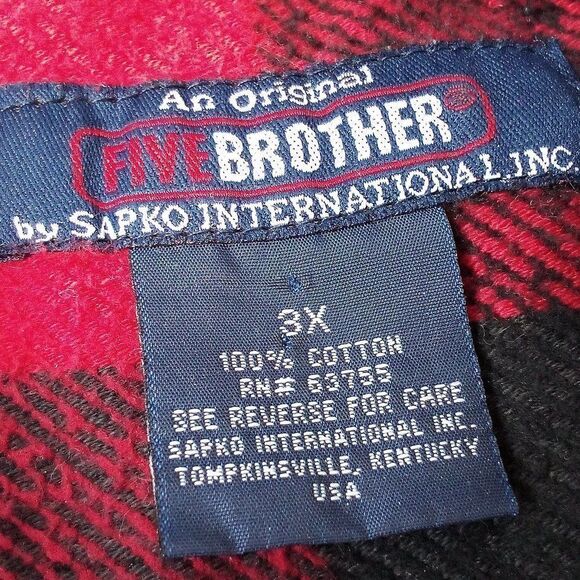 Vintage Five Brother Flannel Button Down Shirt Buffalo Plaid - Picture 4 of 7